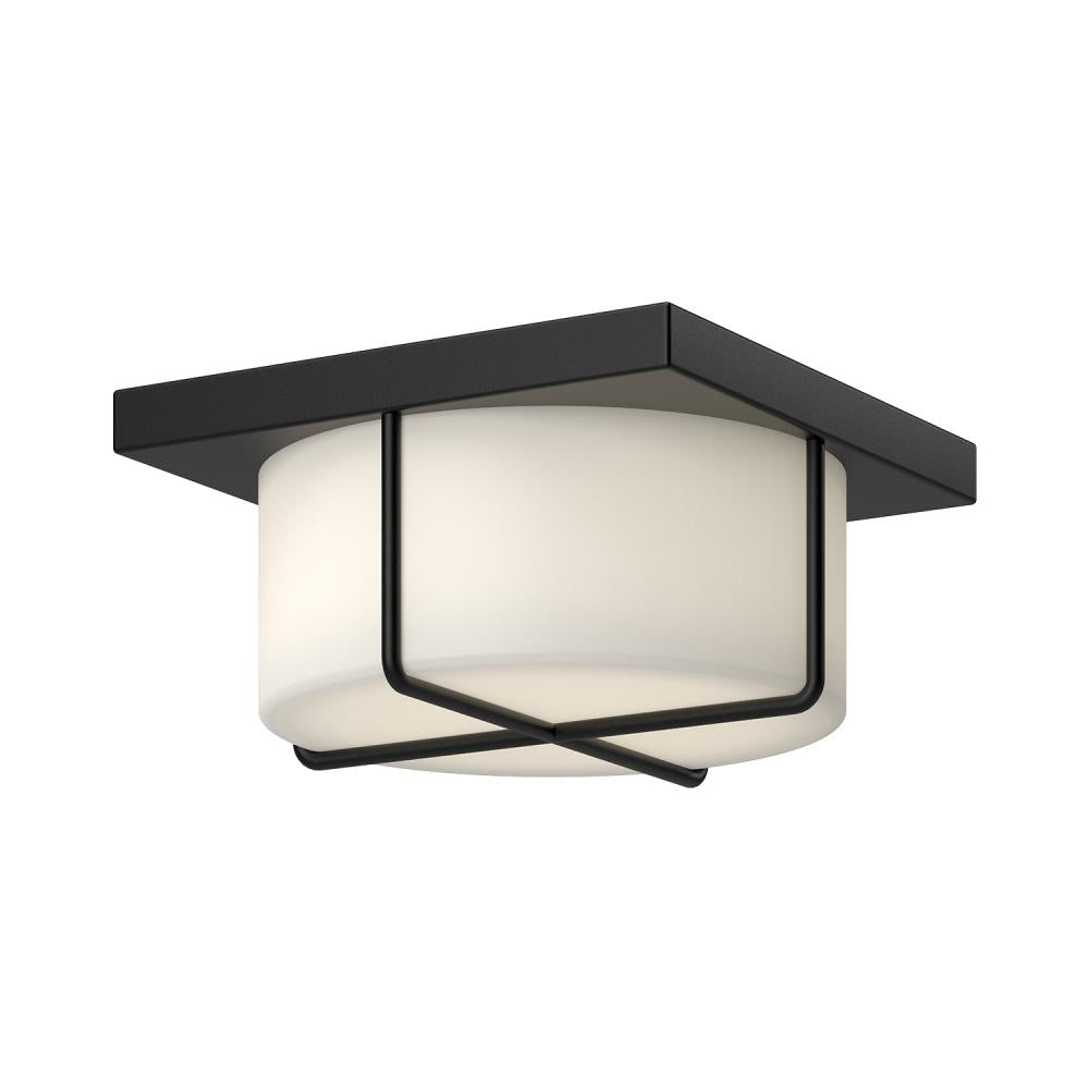 Kuzco Regalo FM45910-BK/OP Flush Mount Fixture, 16W, Black/Opal Glass