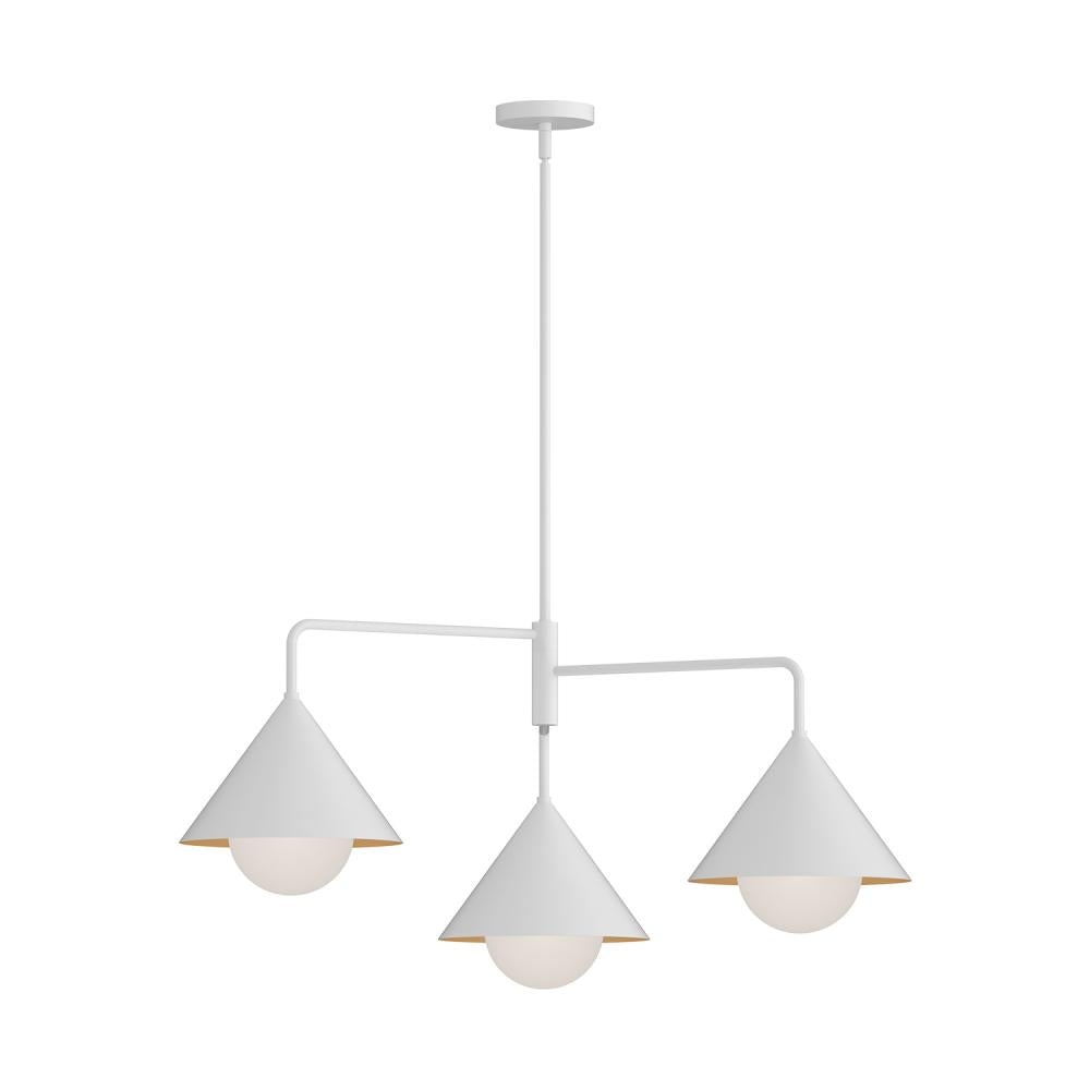 Alora Mood Lighting Remy 38-in Chandeliers, 3 Lights, White/Opal Glass
