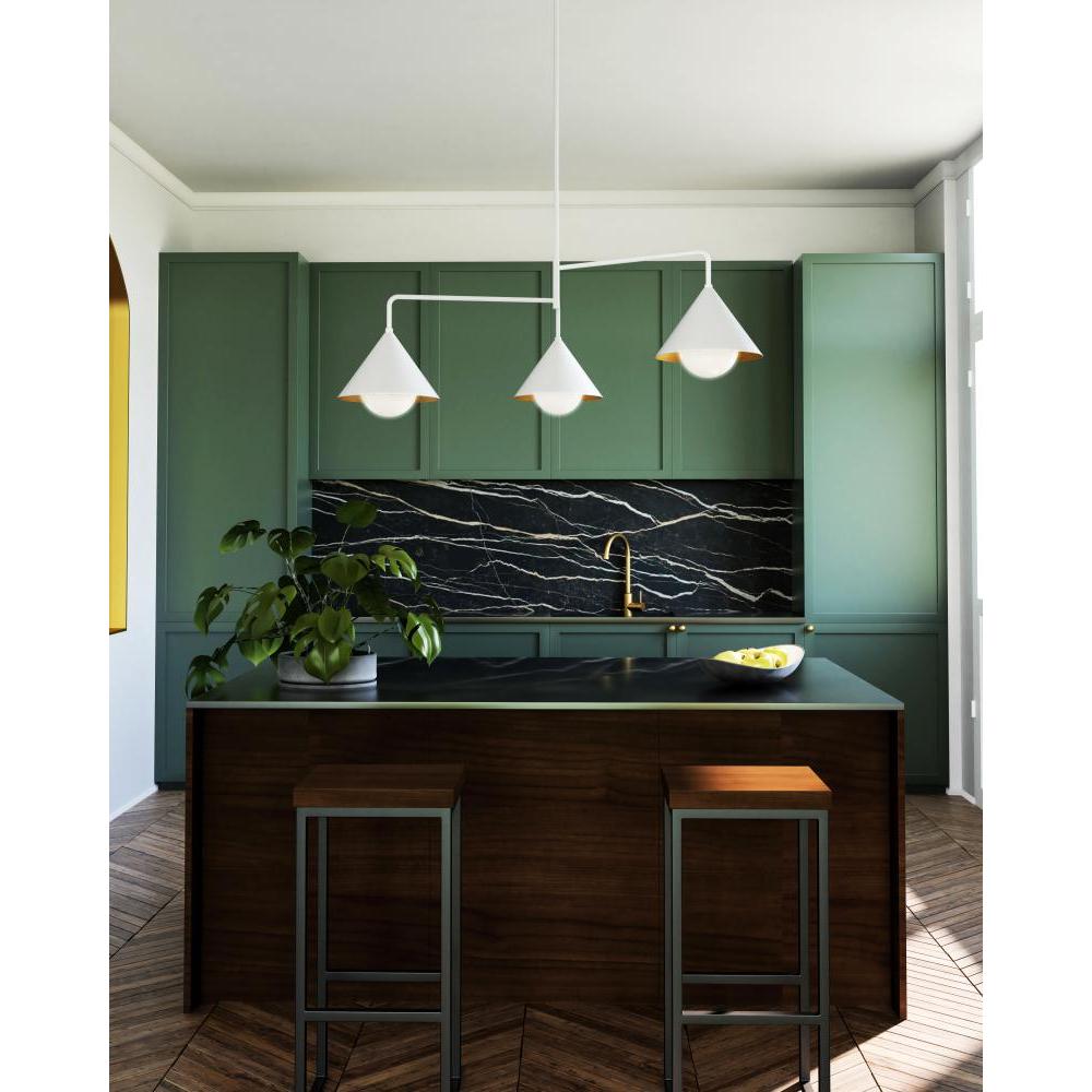 Alora Mood Lighting Remy 38-in Chandeliers, 3 Lights, White/Opal Glass