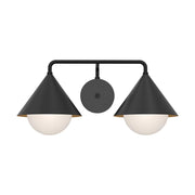 ALORA MOOD Lighting Remy VL485221MBOP Vanity Light Fixture, UL Damp Rated, Matte Black/Opal Glass