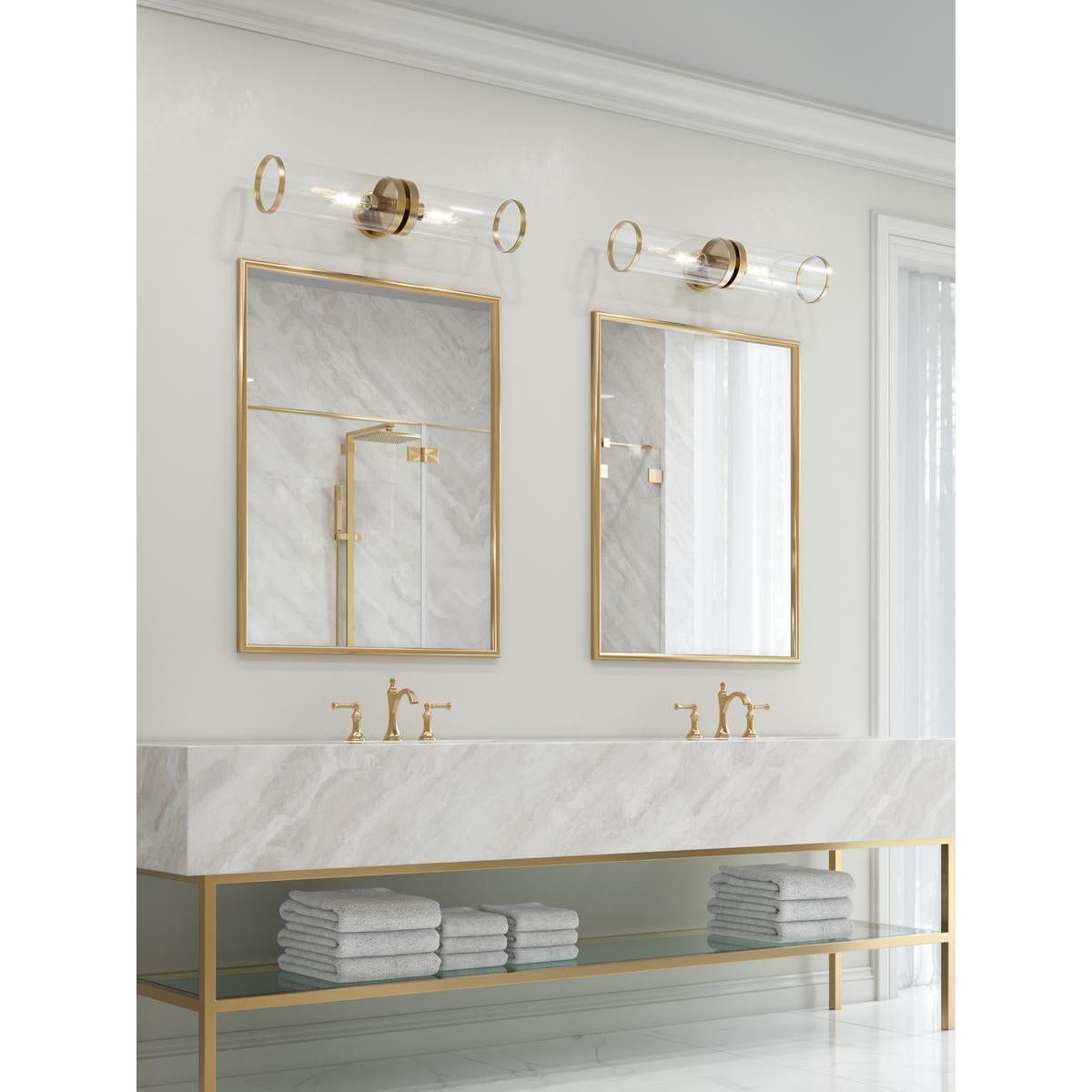 ALORA Lighting WV311602NBCG Vanity Light Fixture, UL Damp Rated, Clear Glass/Natural Brass