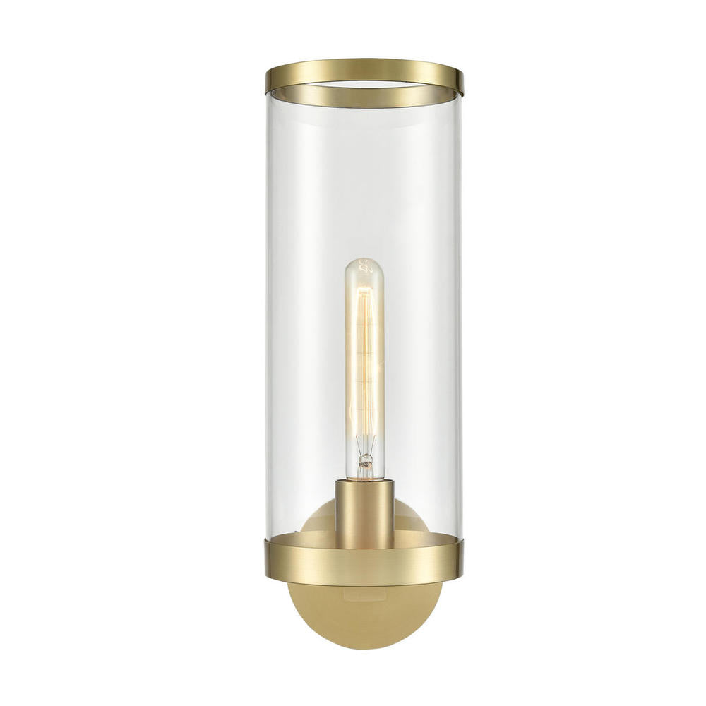 ALORA Lighting WV311601NBCG 1 Light Wall/Vanity Light Fixture, UL Damp Rated, Clear Glass/Natural Brass