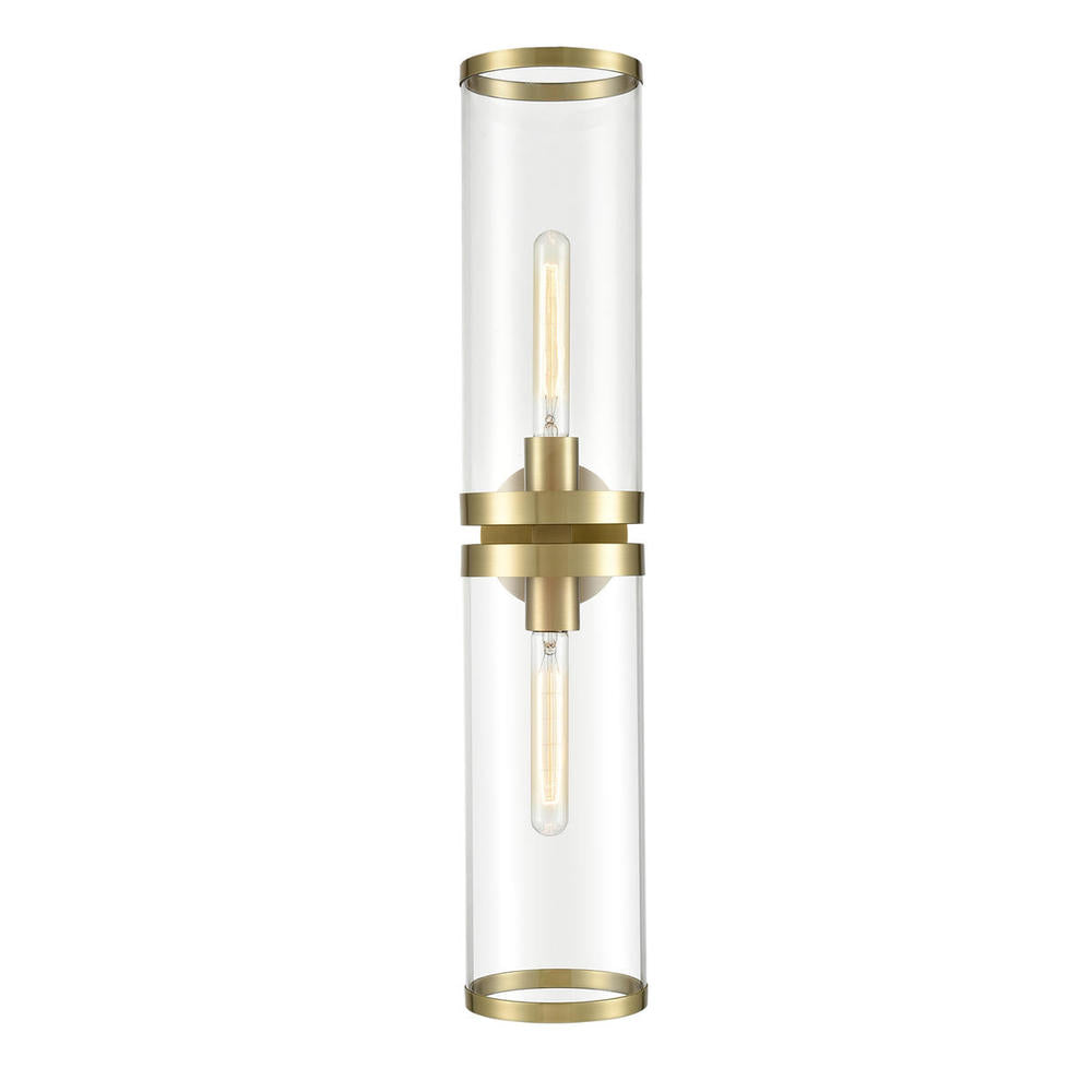 ALORA Lighting WV311602NBCG Vanity Light Fixture, UL Damp Rated, Clear Glass/Natural Brass