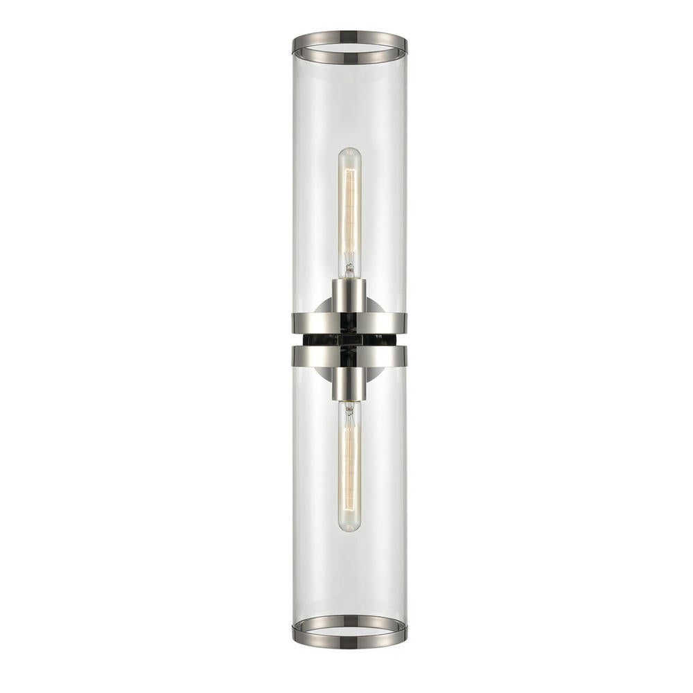 ALORA Lighting WV311602PNCG Wall/Vanity Light Fixture, UL Damp Rated, Clear Glass/Polished Nickel