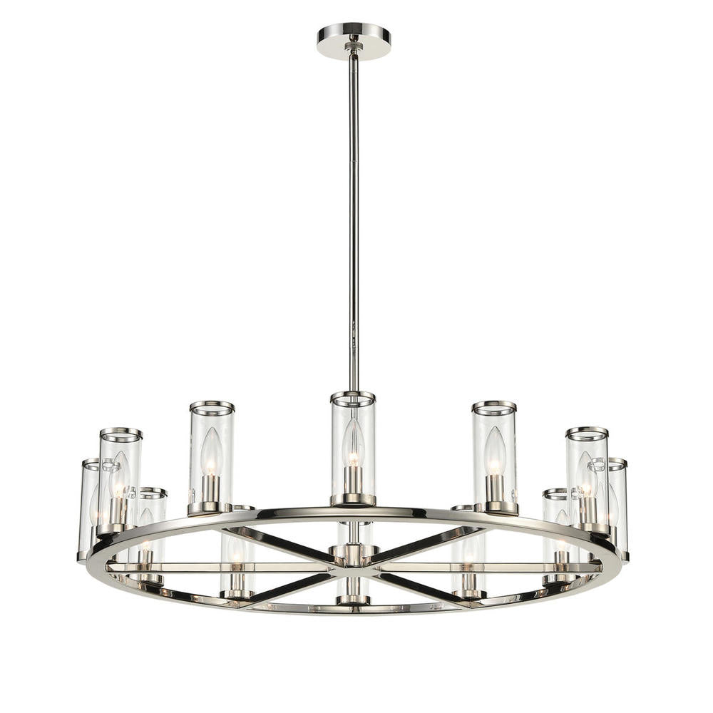 ALORA Lighting CH309012PNCG Revolve Chandelier, 12 Lights, Clear Glass/Polished Nickel