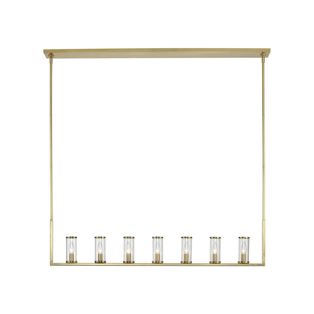 ALORA Lighting LP309007NBCG Linear Pendant, 7 Lights, Clear Glass/Natural Brass