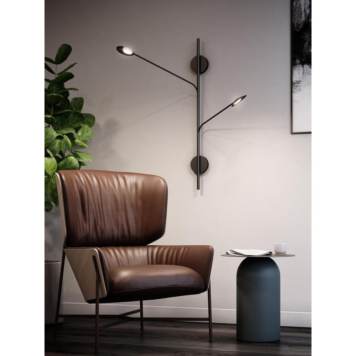 Kuzco Rotaire WS90102-BK Wall Sconce, 2 Head, Black LED, Satin Finish