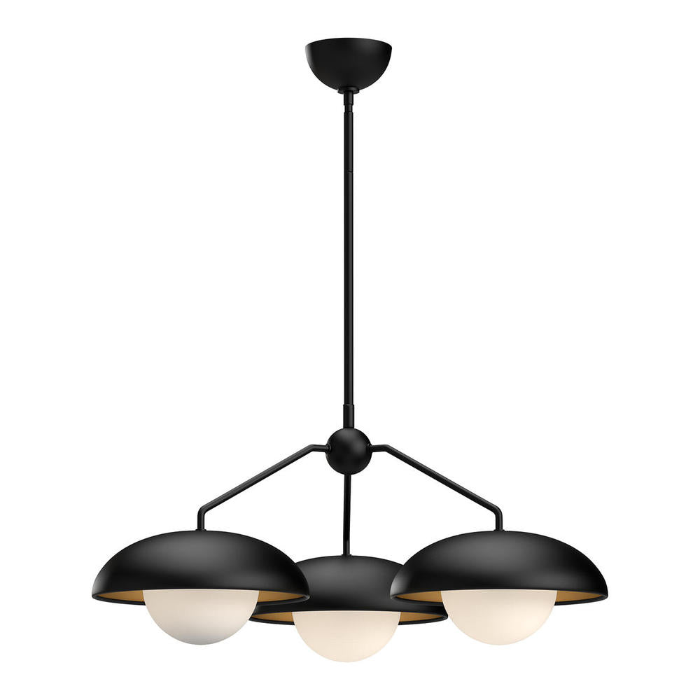 Alora Mood Lighting CH522328MBOP Chandelier, 3 Lights, Matte Black/Opal Matte Glass