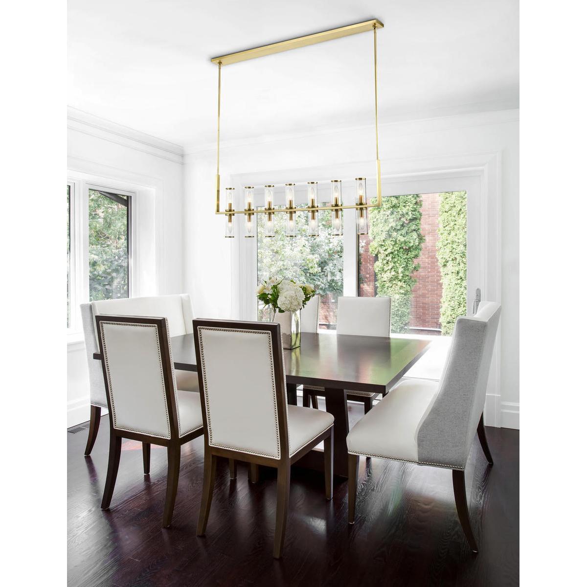 ALORA Lighting LP309077NBCG Linear Pendant, 14 Lights, Clear Glass/Natural Brass