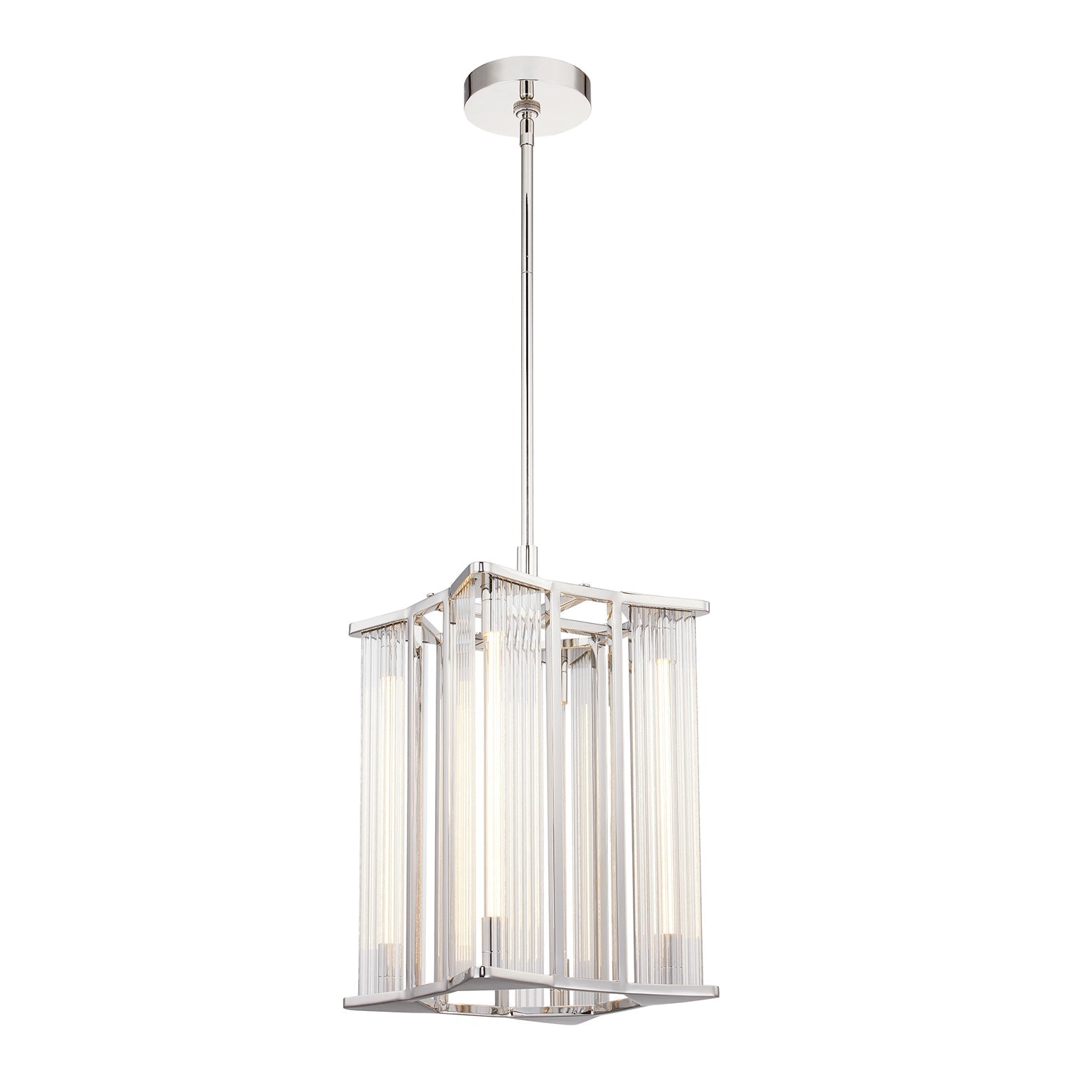 ALORA Lighting PD339415PNCR-UNV Pendant, LED, Modern, Polished Nickel/Ribbed Glass