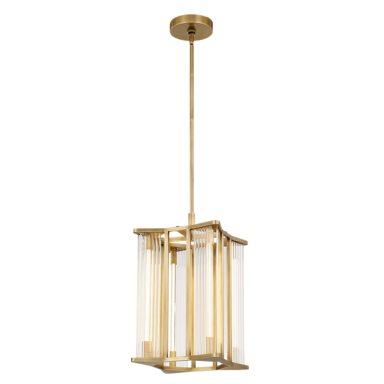 ALORA Lighting PD339415VBCR-UNV Sabre 11-in Ribbed Glass Vintage Brass LED Pendant, Ribbed Glass/Vintage Brass