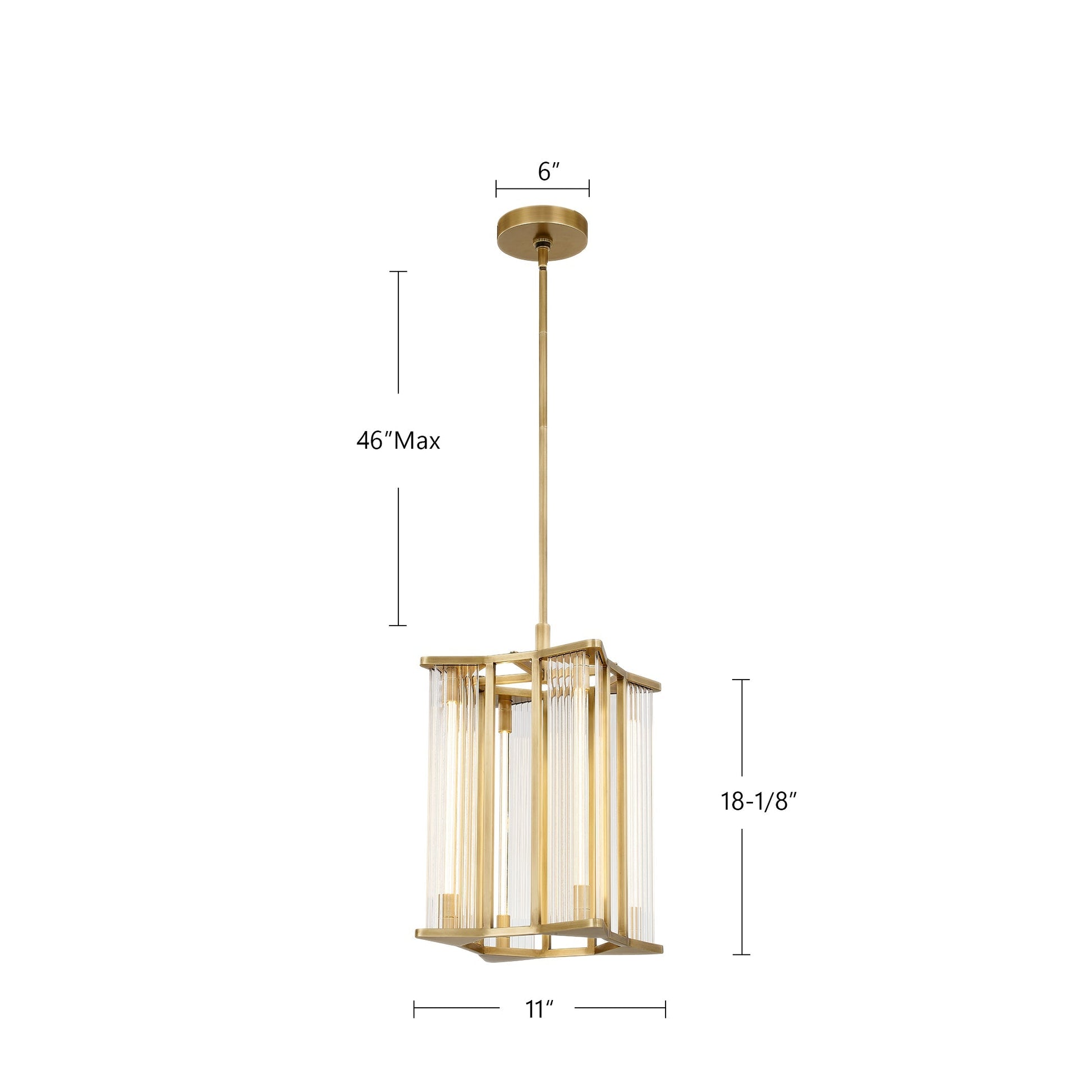 ALORA Lighting PD339415VBCR-UNV Sabre 11-in Ribbed Glass Vintage Brass LED Pendant, Ribbed Glass/Vintage Brass