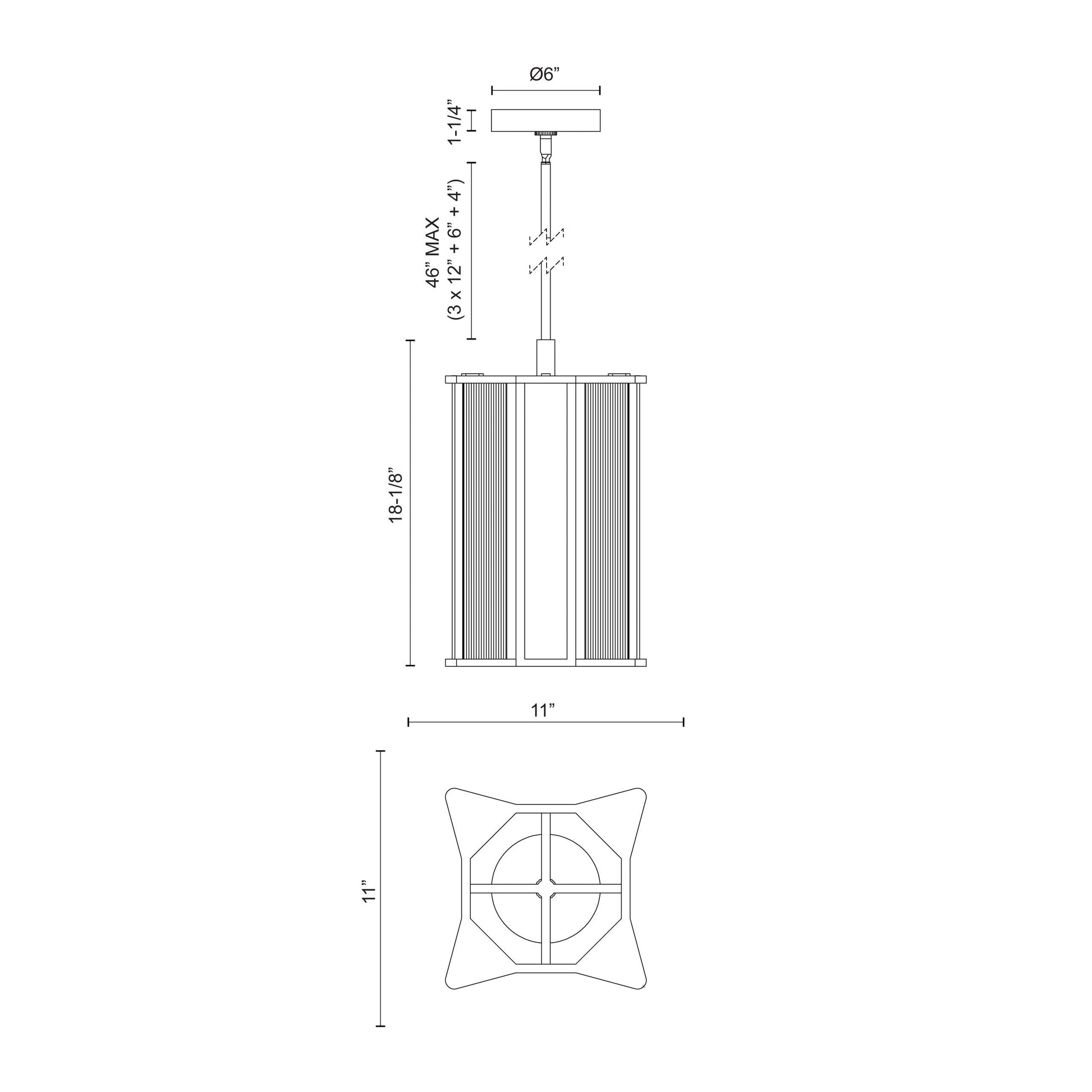 ALORA Lighting PD339415VBCR-UNV Sabre 11-in Ribbed Glass Vintage Brass LED Pendant, Ribbed Glass/Vintage Brass