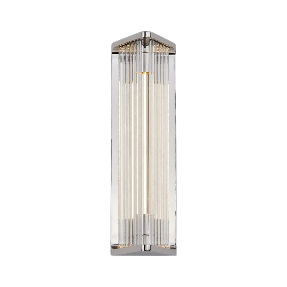 ALORA Lighting Sabre WV339112PNCR Wall/Vanity Light Fixture, UL Damp Rated, Polished Nickel/Ribbed Glass