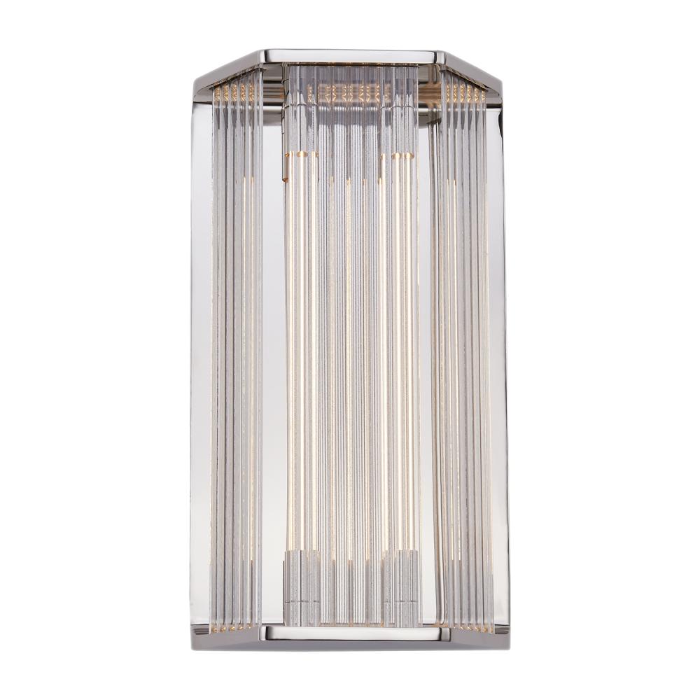 ALORA Lighting WV339216PNCR Sabre 16-in LED Wall/Vanity Light Fixture, UL Damp Rated, Polished Nickel/Ribbed Glass