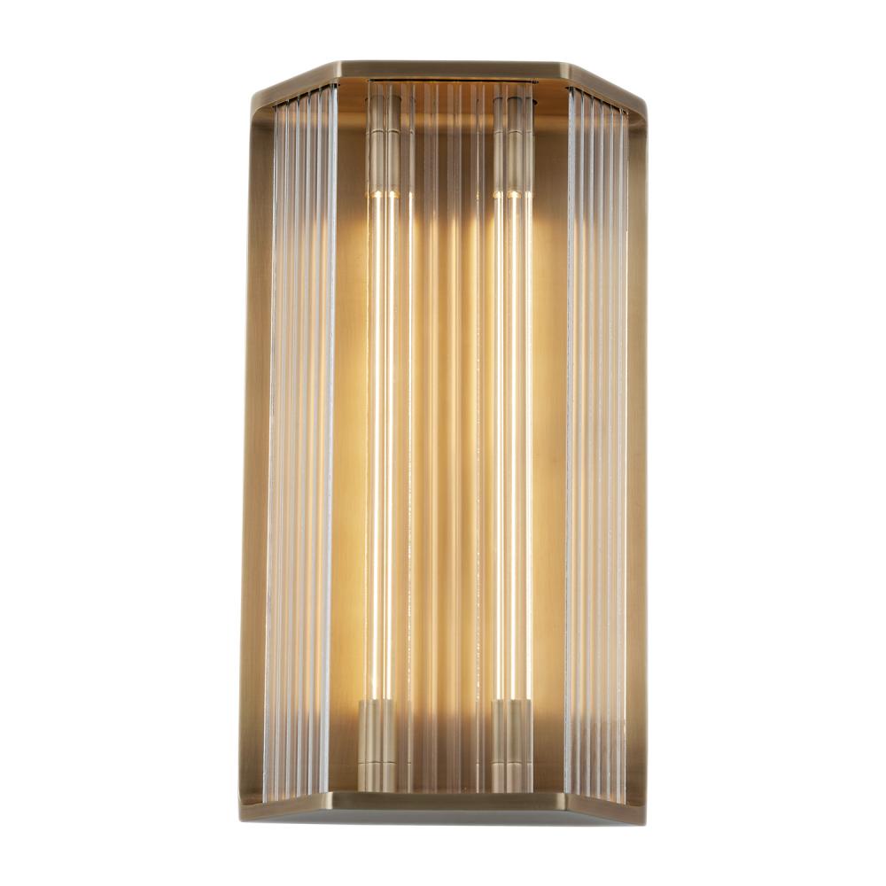 ALORA Lighting Sabre WV339216VBCR LED Wall/Vanity Light Fixture, UL Damp Rated, Vintage Brass