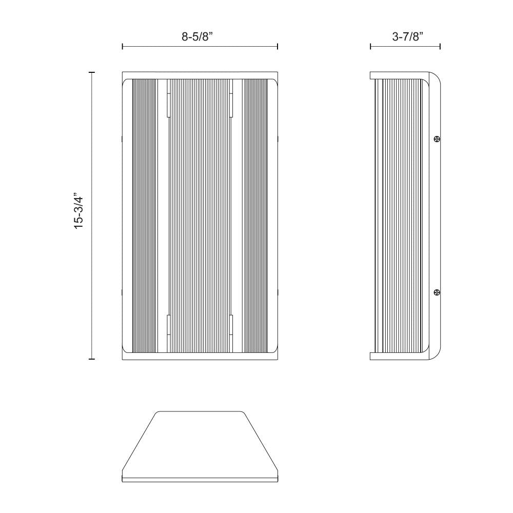 ALORA Lighting WV339216PNCR Sabre 16-in LED Wall/Vanity Light Fixture, UL Damp Rated, Polished Nickel/Ribbed Glass