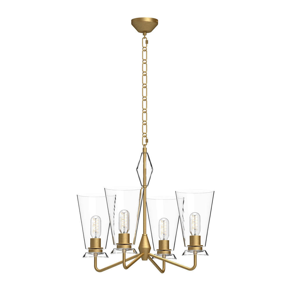 ALORA MOOD Lighting CH570423BGCL Chandeliers, 4 Lights, Brushed Gold/Clear Glass