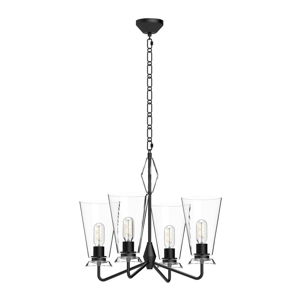 ALORA MOOD Lighting CH570423MBCL Chandeliers, Clear Glass/Matte Black
