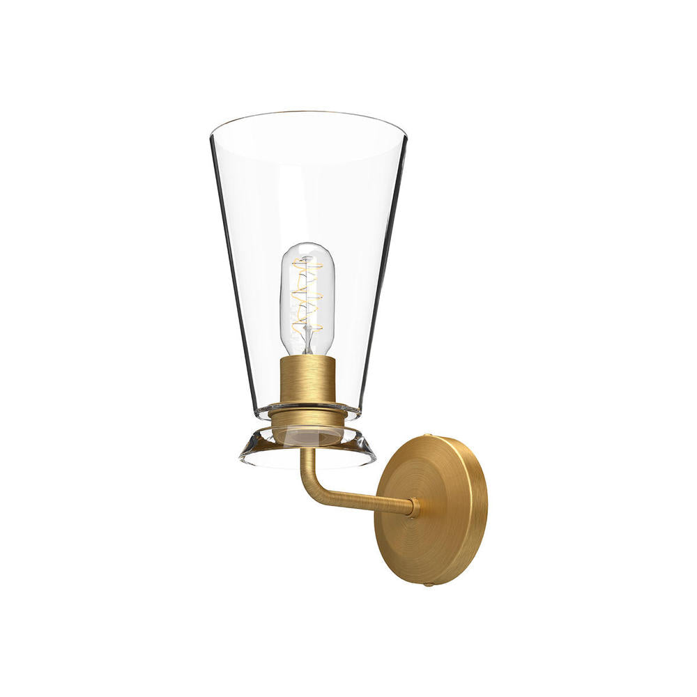 ALORA MOOD Lighting WV570006BGCL Wall/Vanity Light Fixture, UL Damp Rated, Brushed Gold/Clear Glass