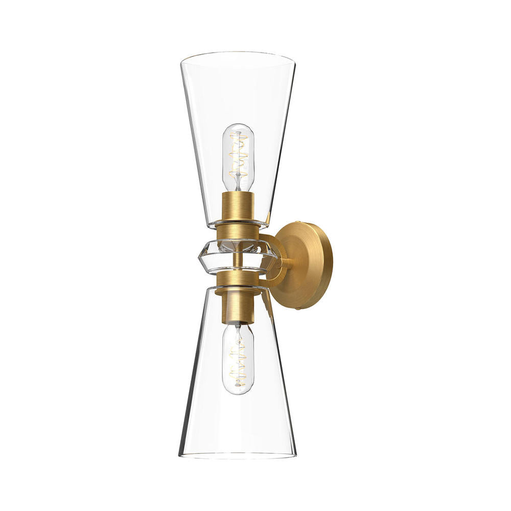 ALORA MOOD Lighting WV570221BGCL Wall/Vanity Light Fixture, UL Damp Rated, Brushed Gold/Clear Glass