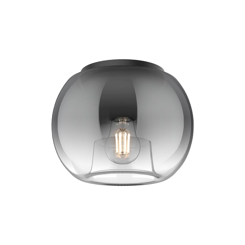 Kuzco FM57508-BK/SM Samar 8-in Flush Mount Light Fixture, UL Damp Rated, Black/Smoked