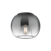 Kuzco FM57508-BK/SM Samar 8-in Flush Mount Light Fixture, UL Damp Rated, Black/Smoked