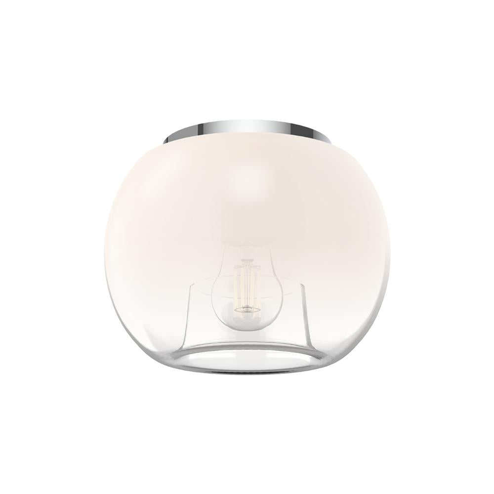 Kuzco Samar FM57508-CH/OP Flush Mount Light Fixture, UL Damp Rated, Chrome/Opal Glass