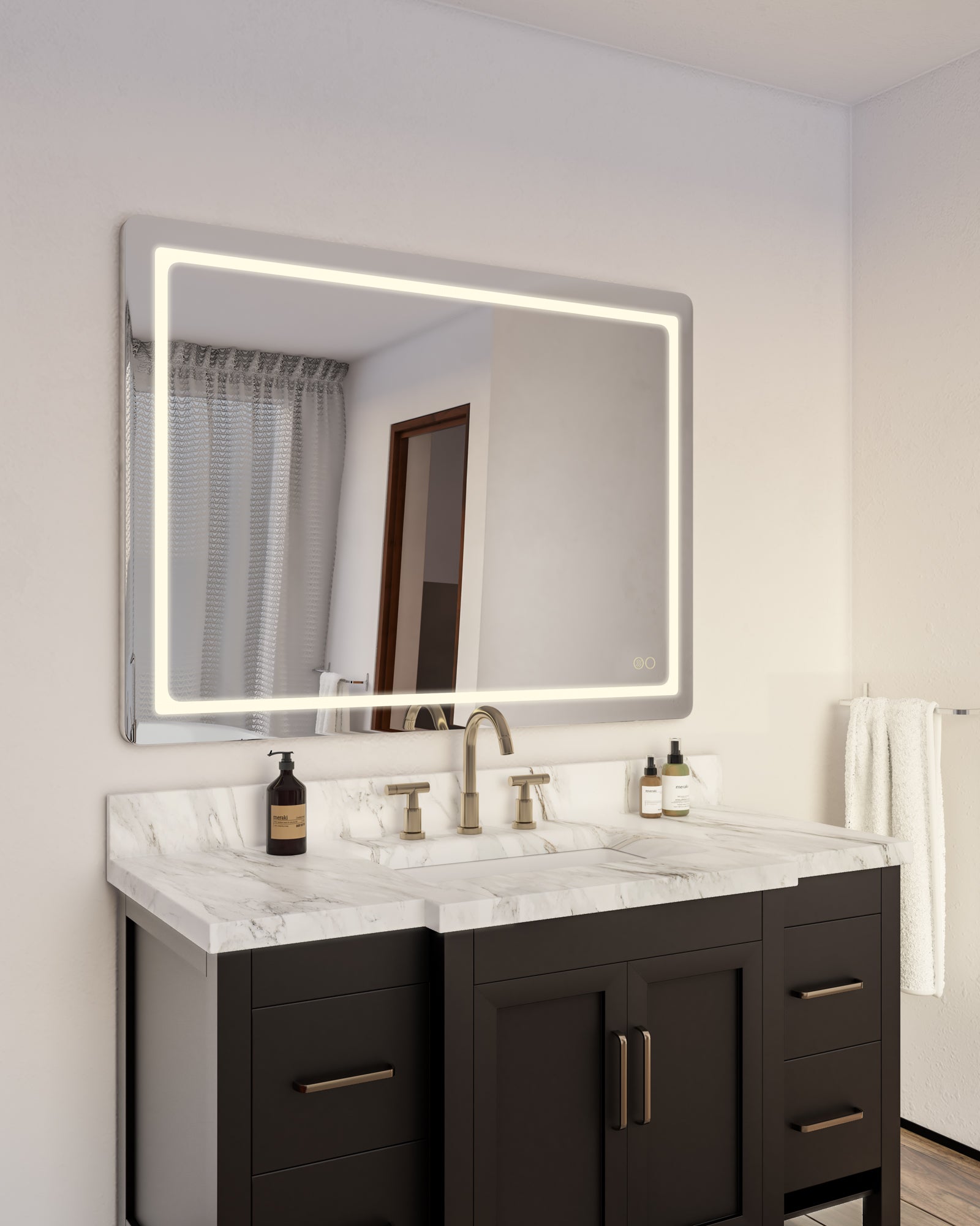 Kuzco VM31148-5CCT Vanity Mirror, LED, Sandblasted Merc Edge