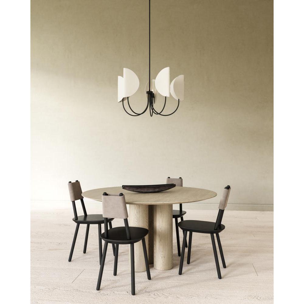 ALORA MOOD Lighting CH450732MBCW Seno 32-in Chandelier, 5 Lights, Matte Black/White Cotton Fabric
