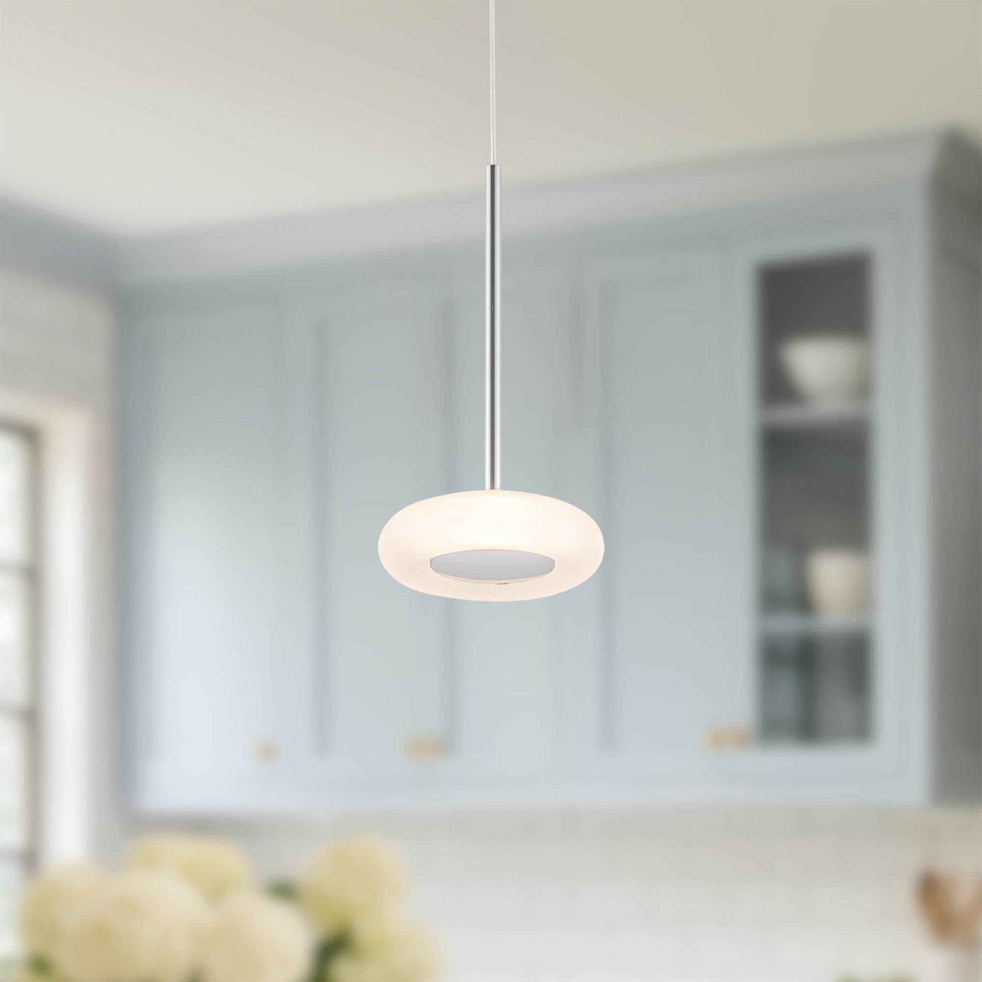 Kuzco Stephord PD97204-CH/FR Pendant, LED, Chrome/Frosted Glass