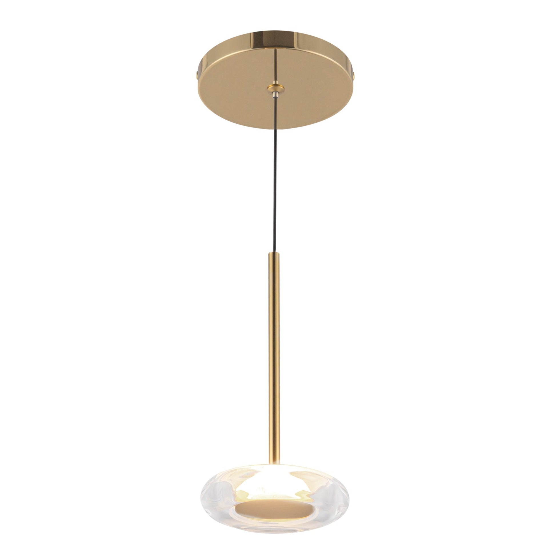 Kuzco Lighting PD97204-MRB/CL Stephord 4-in LED Pendant, UL Damp Rated, Metallic Brass/Clear Glass