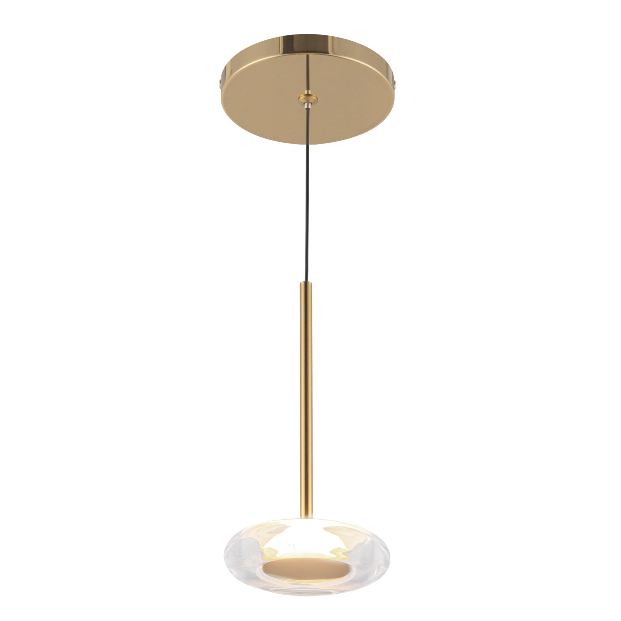 Kuzco Lighting PD97204-MRB/CL Stephord 4-in LED Pendant, UL Damp Rated, Metallic Brass/Clear Glass