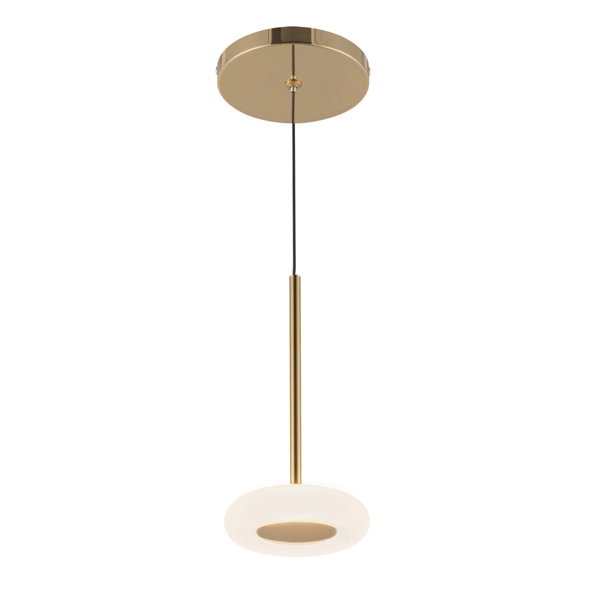 Kuzco Lighting PD97204-MRB/FR Stephord 4-in LED Pendant, UL Damp Rated, Metallic Brass/Frosted Glass