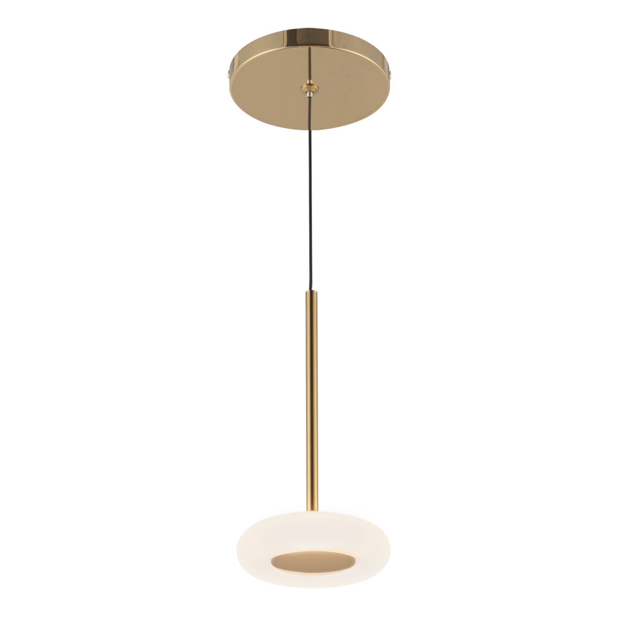 Kuzco Lighting PD97204-MRB/FR Stephord 4-in LED Pendant, UL Damp Rated, Metallic Brass/Frosted Glass