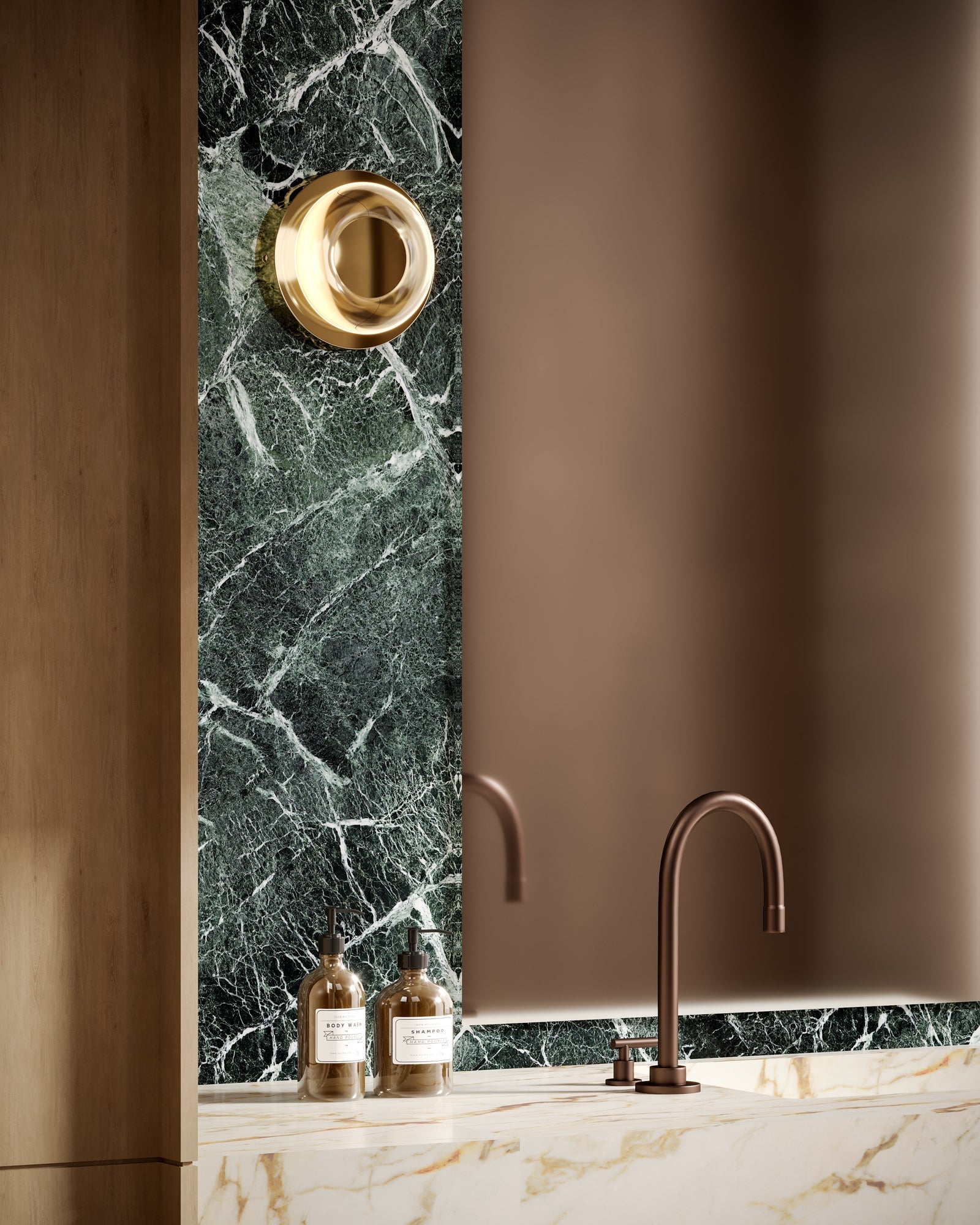 Kuzco Stephord WS97204-MRB/CL Wall Sconce, LED, Metallic Brass/Clear Glass