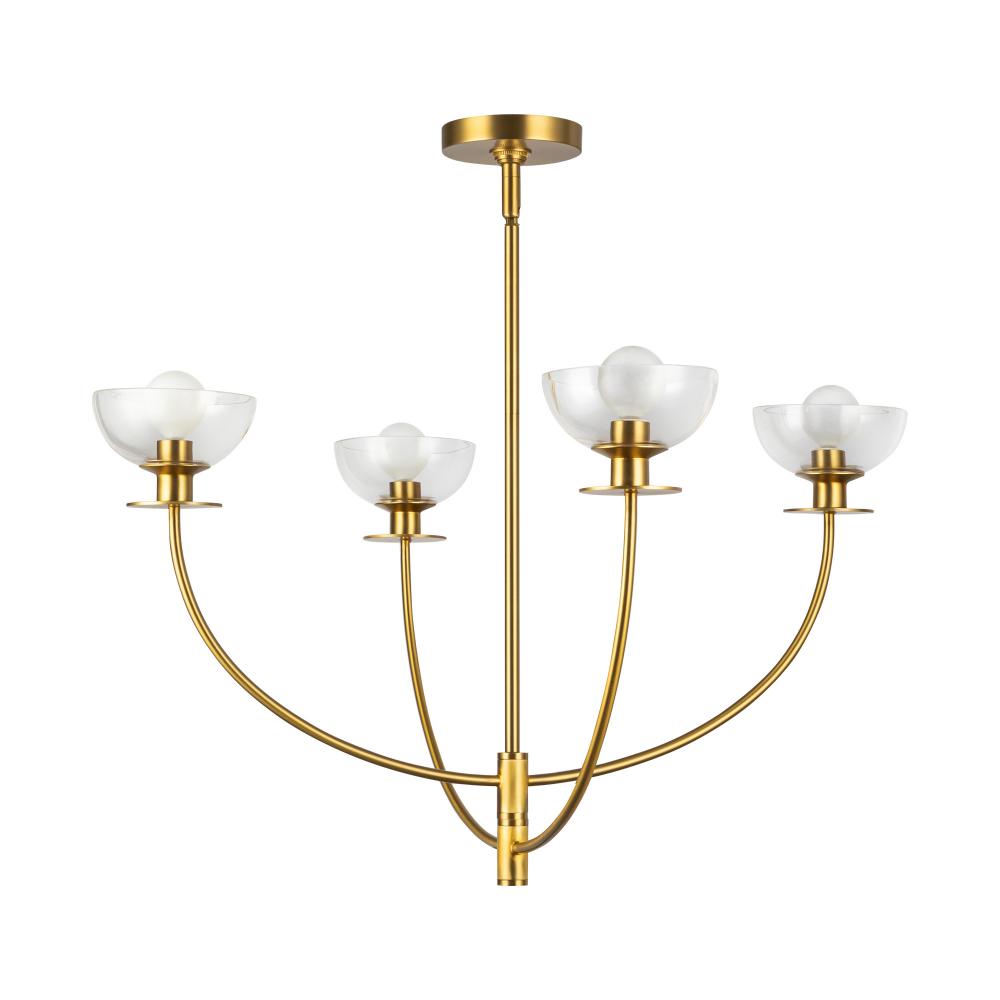 ALORA MOOD Lighting CH515226BGCL Chandelier, 4 Lights, Brushed Gold/Clear Glass
