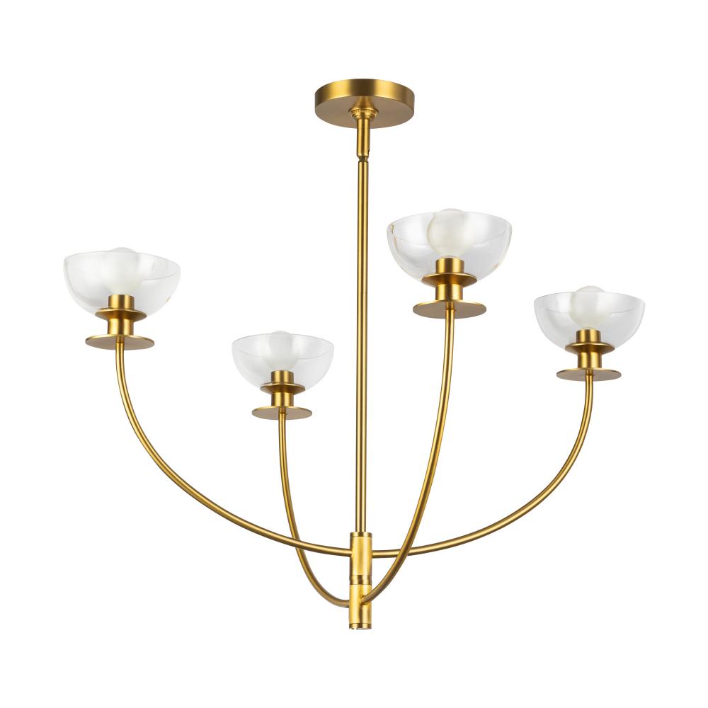ALORA MOOD Lighting CH515226BGCL Chandelier, 4 Lights, Brushed Gold/Clear Glass