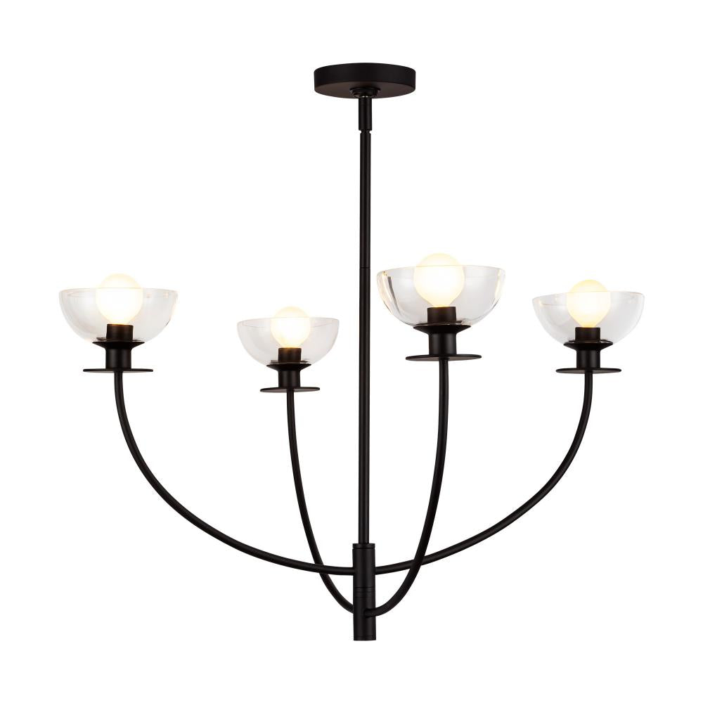 ALORA MOOD Lighting CH515226MBCL Chandelier, 4 Lights, Matte Black/Clear Glass