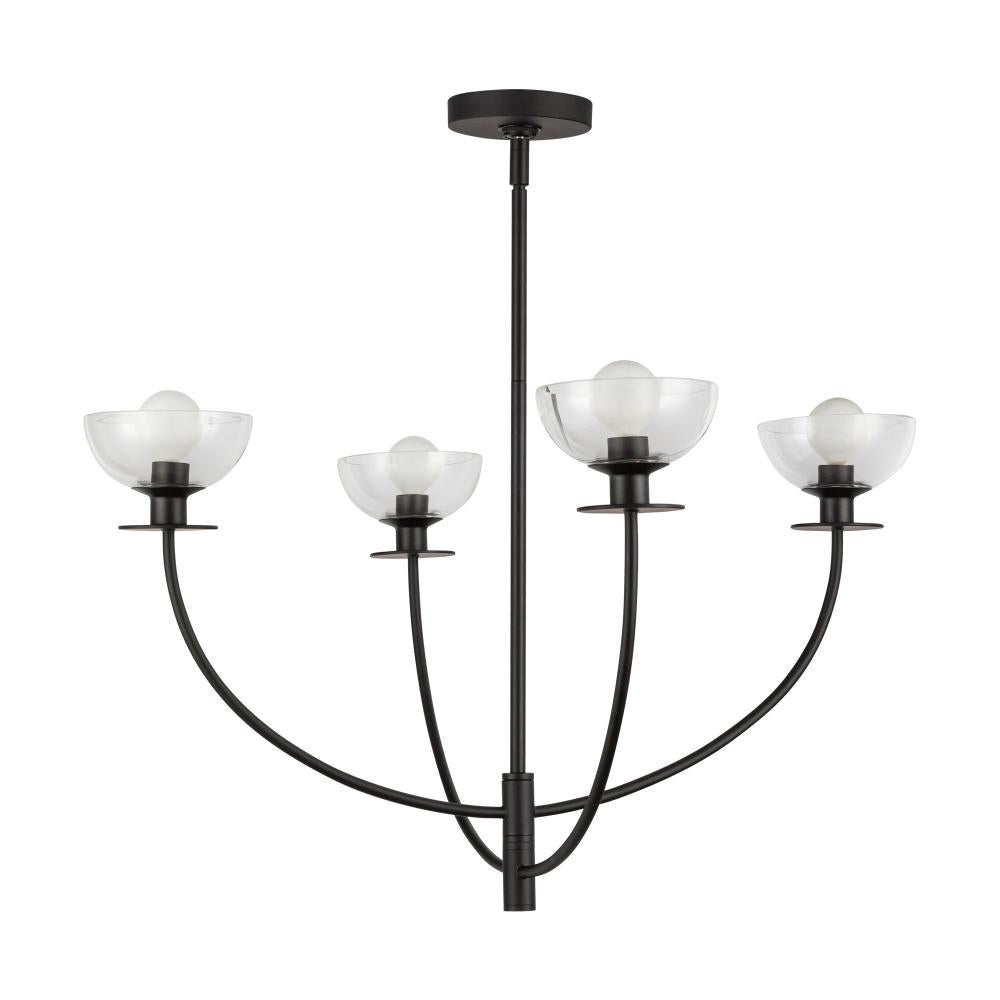ALORA MOOD Lighting CH515226MBCL Chandelier, 4 Lights, Matte Black/Clear Glass