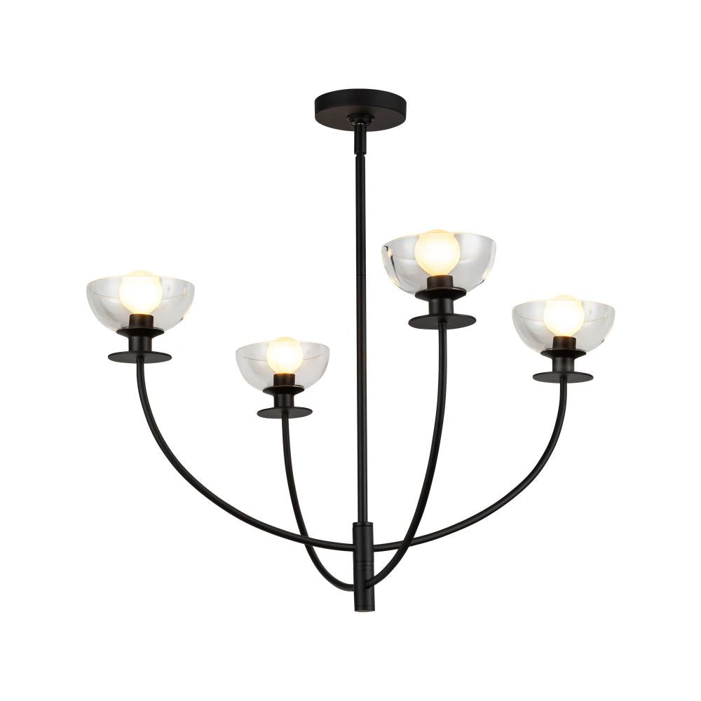 ALORA MOOD Lighting CH515226MBCL Chandelier, 4 Lights, Matte Black/Clear Glass