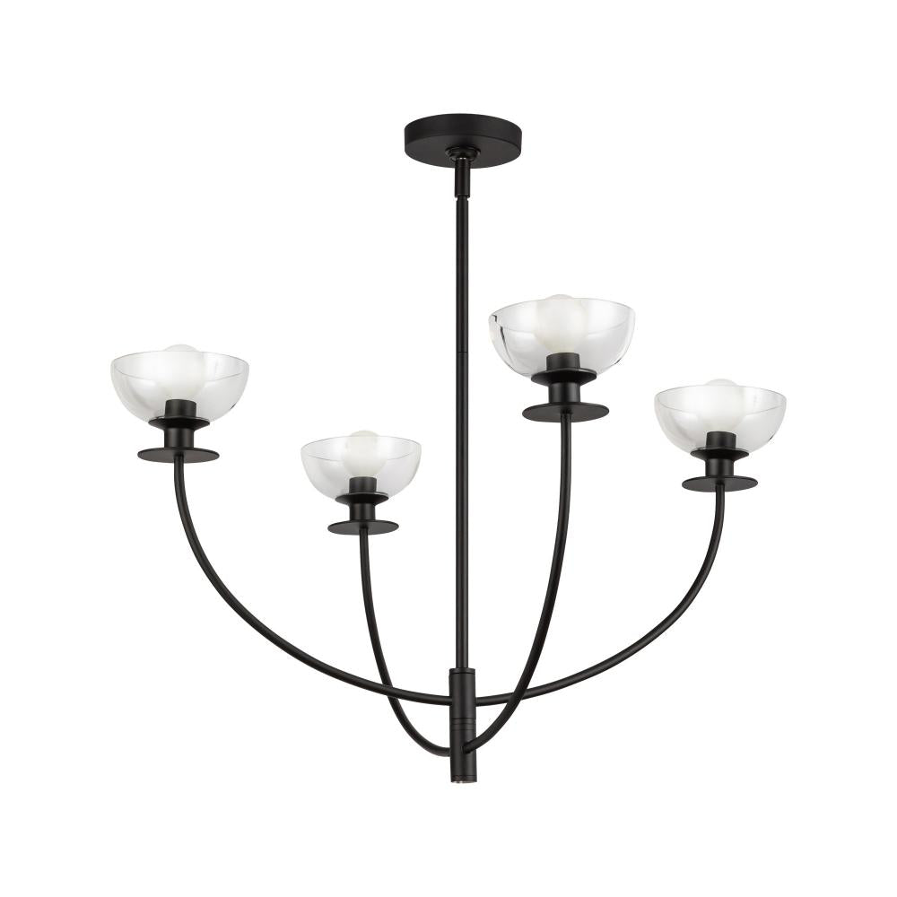 ALORA MOOD Lighting CH515226MBCL Chandelier, 4 Lights, Matte Black/Clear Glass