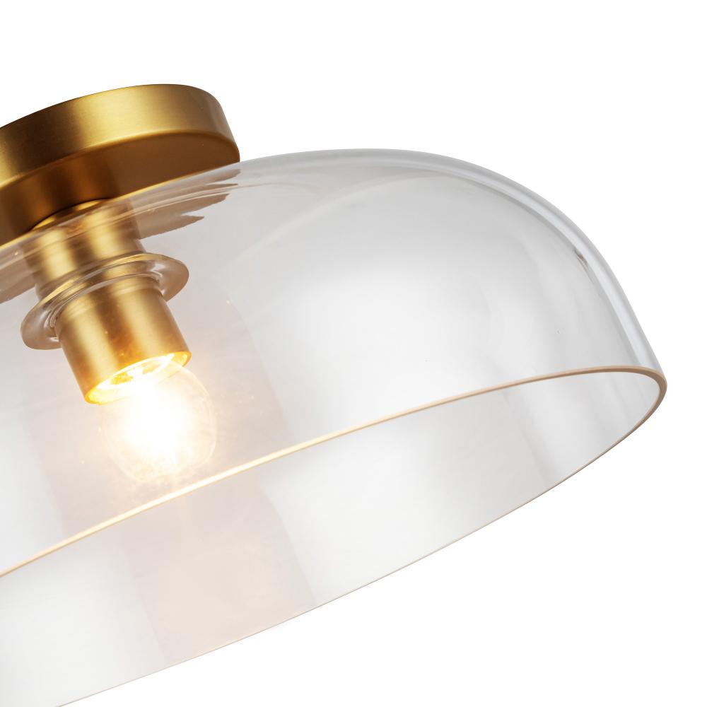 ALORA MOOD Lighting SF515712BGCL Semi-Flush Mount, 12-in, Brushed Gold/Clear Glass