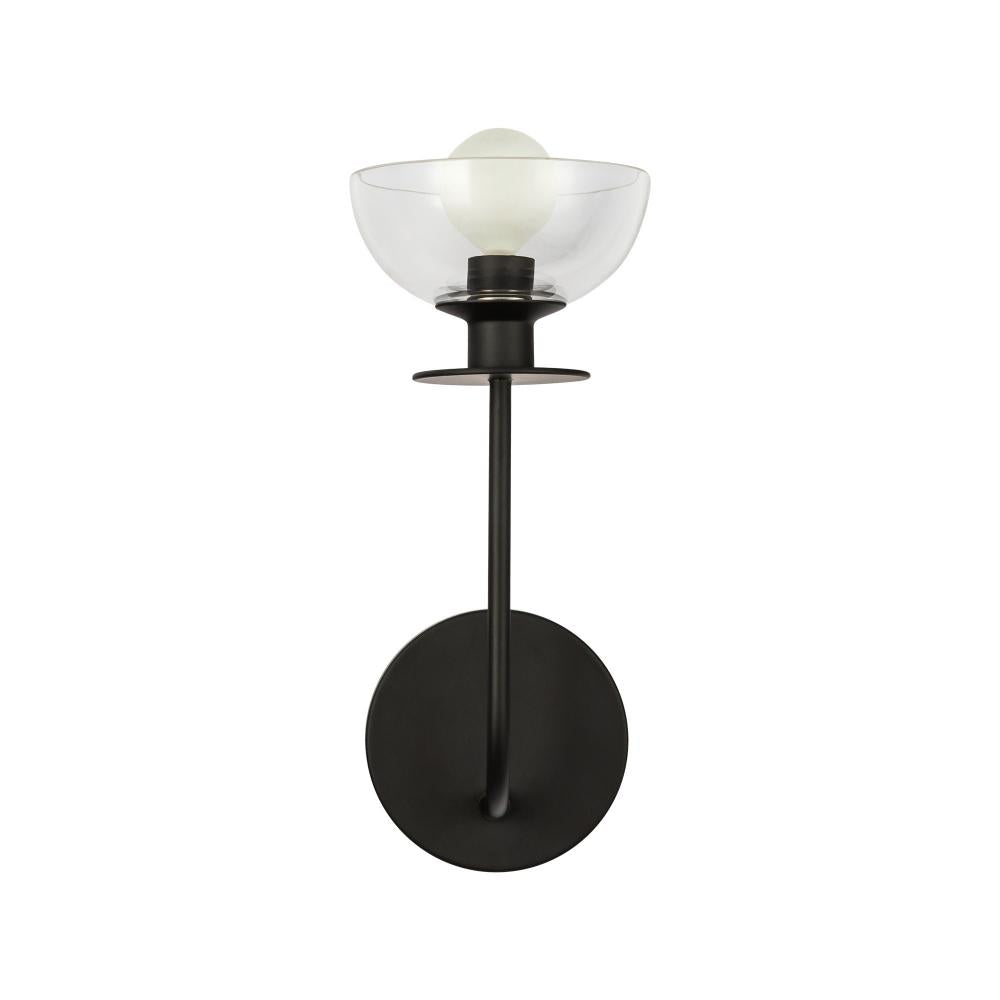 ALORA MOOD Lighting WV515205MBCL Wall Vanity Light Fixture, UL Damp Rated, Matte Black/Clear Glass