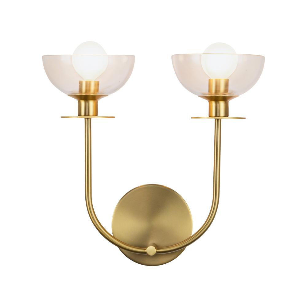 ALORA MOOD Lighting WV515212BGCL Wall Vanity Light Fixture, UL Damp Rated, Brushed Gold/Clear Glass
