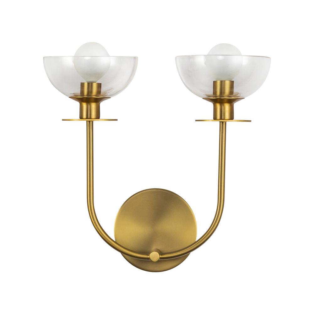 ALORA MOOD Lighting WV515212BGCL Wall Vanity Light Fixture, UL Damp Rated, Brushed Gold/Clear Glass