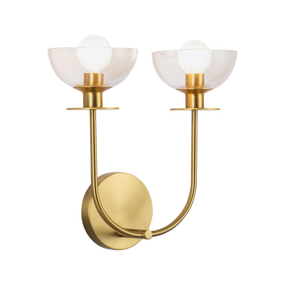 ALORA MOOD Lighting WV515212BGCL Wall Vanity Light Fixture, UL Damp Rated, Brushed Gold/Clear Glass