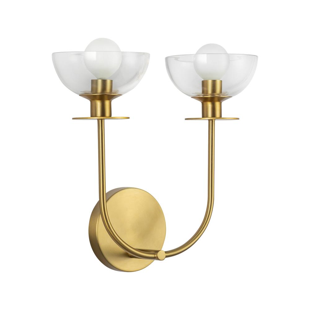 ALORA MOOD Lighting WV515212BGCL Wall Vanity Light Fixture, UL Damp Rated, Brushed Gold/Clear Glass