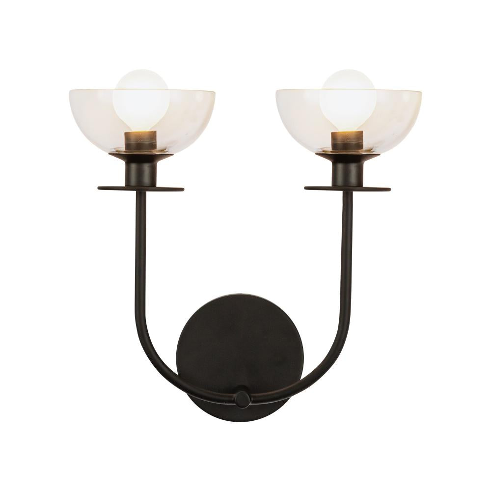 ALORA MOOD Lighting WV515212MBCL Wall Vanity Light Fixture, UL Damp Rated, Matte Black/Clear Glass