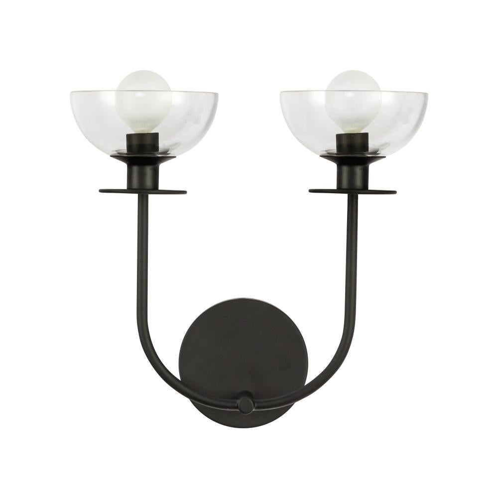ALORA MOOD Lighting WV515212MBCL Wall Vanity Light Fixture, UL Damp Rated, Matte Black/Clear Glass